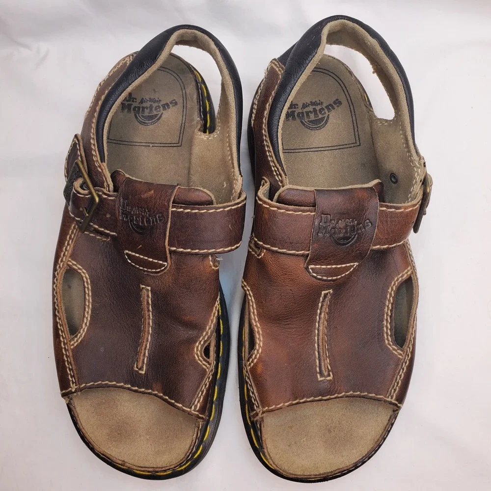 Vintage 90's Dr. Martens AirWair 8A60 Chunky Fisherman Sandals Mens 12 Brown